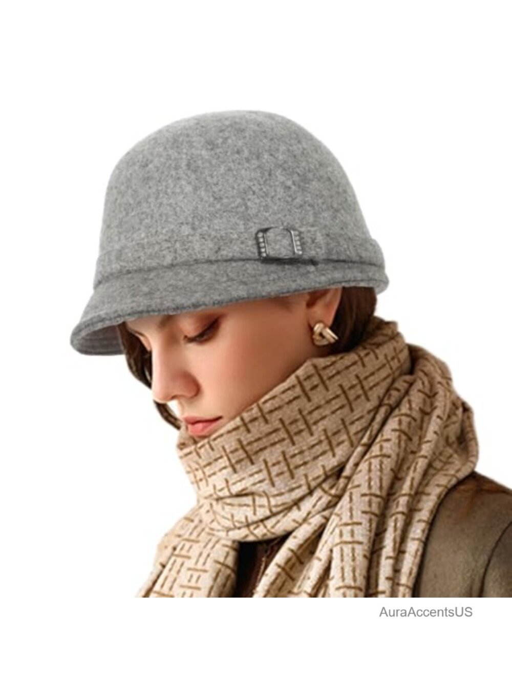 100% Wool Cloche Bucket Hat Women Vintage 1920s Fedora Church Derby